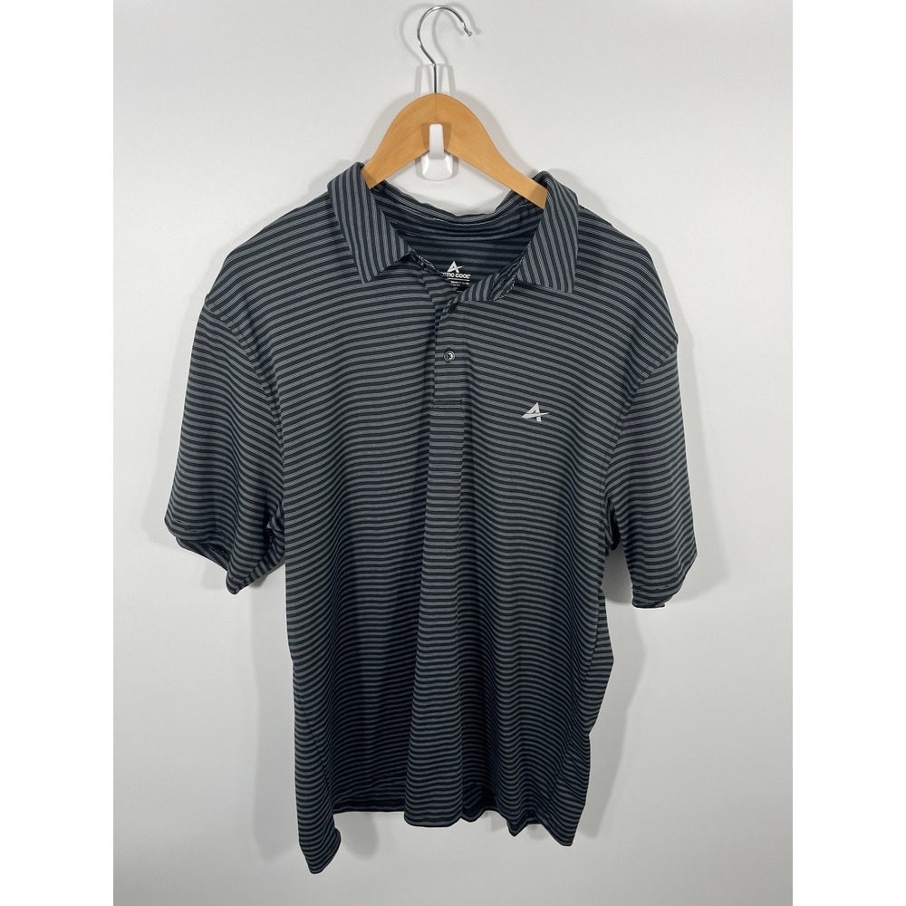 Arctic Cool Polo Short Sleeve Shirt Mens 2XL Black Striped Cooling Performance